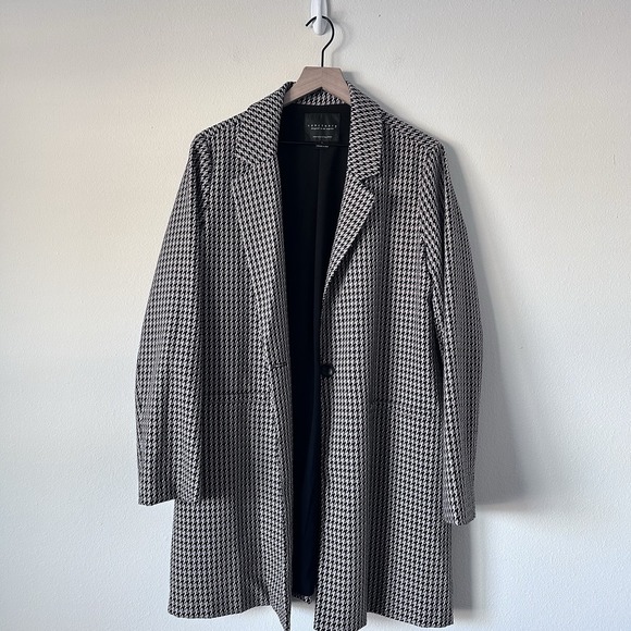 Sanctuary Carly Coat Longline Blazer Jacket Saddle Houndstooth Oversized Size L - Picture 3 of 13